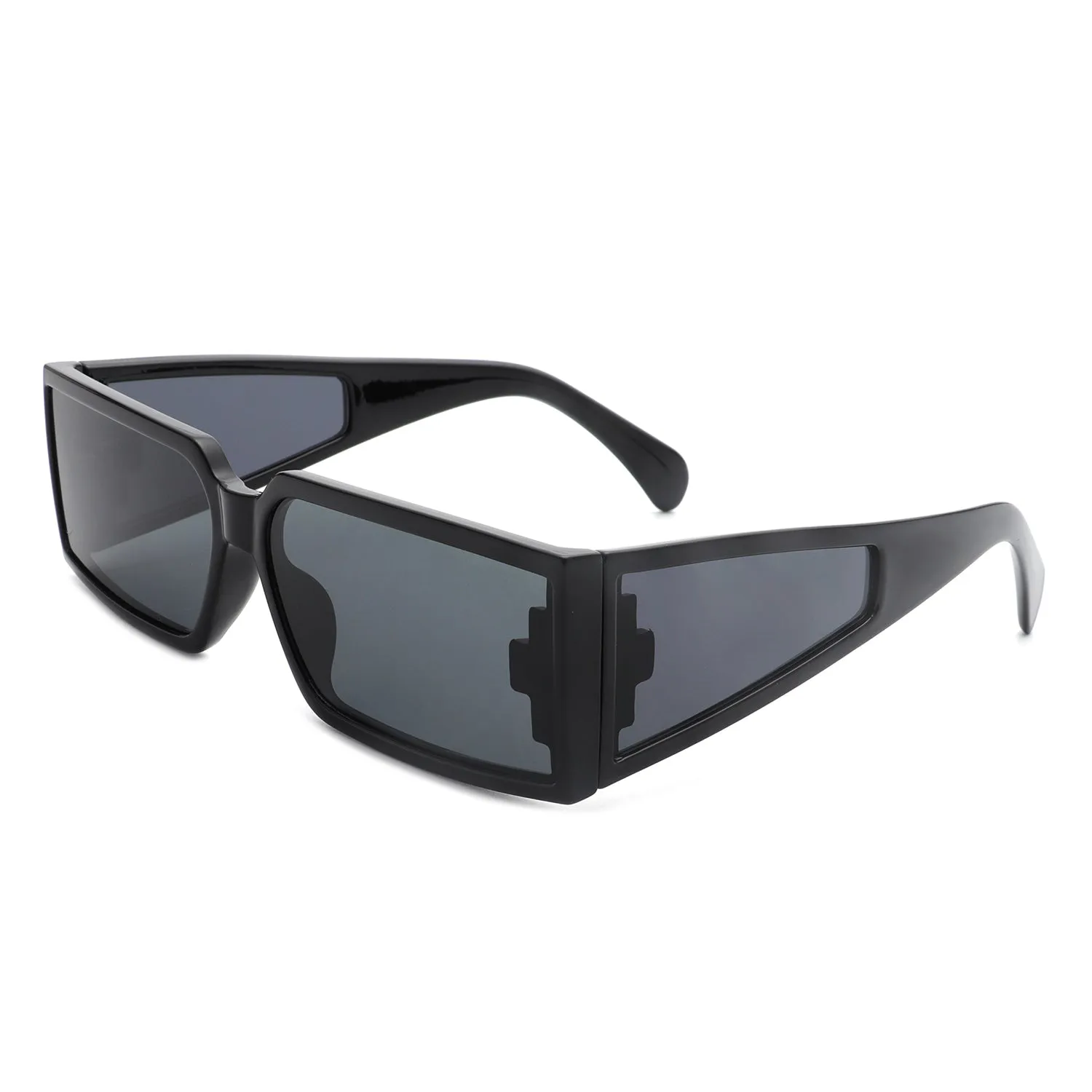 Daylumin - Retro Rectangle Chunky Square Wrap Around Sunglasses