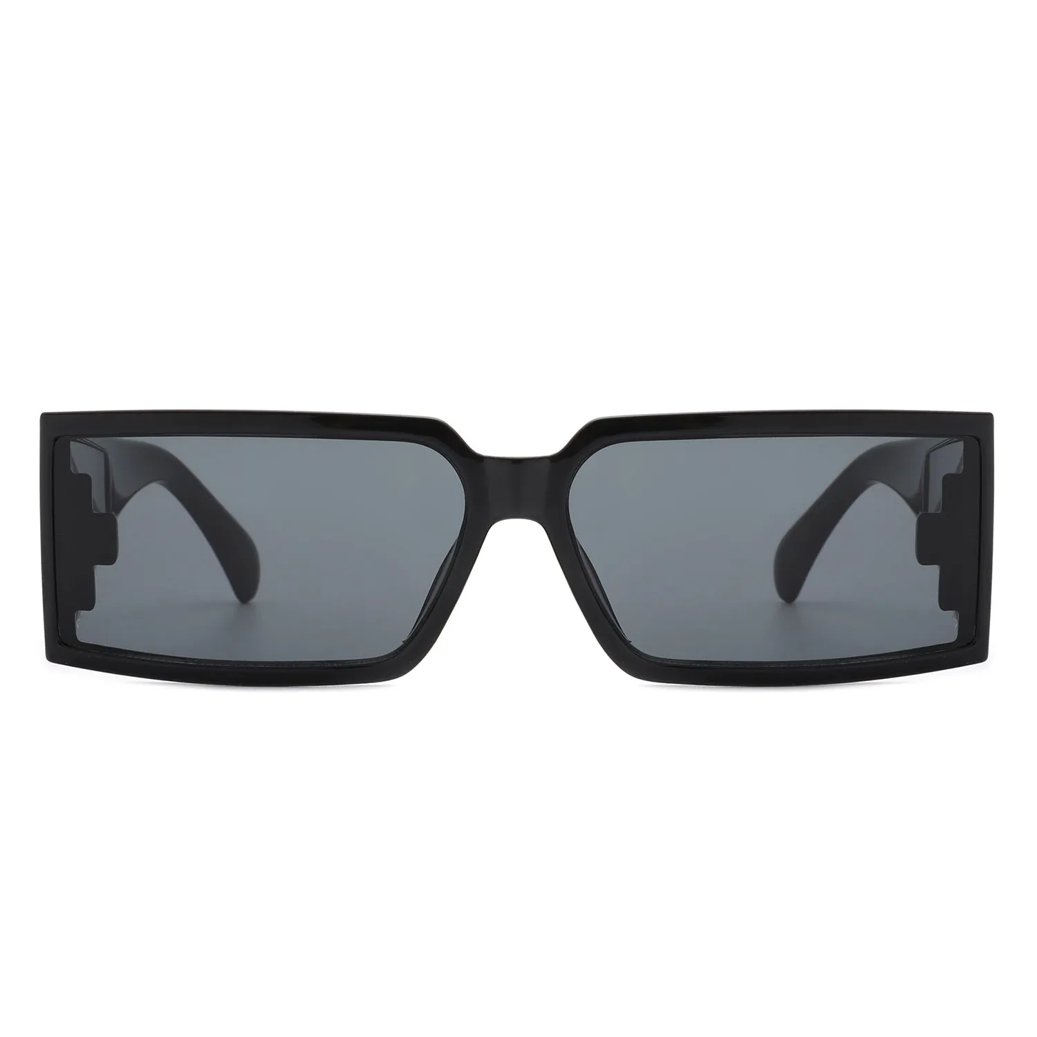 Daylumin - Retro Rectangle Chunky Square Wrap Around Sunglasses