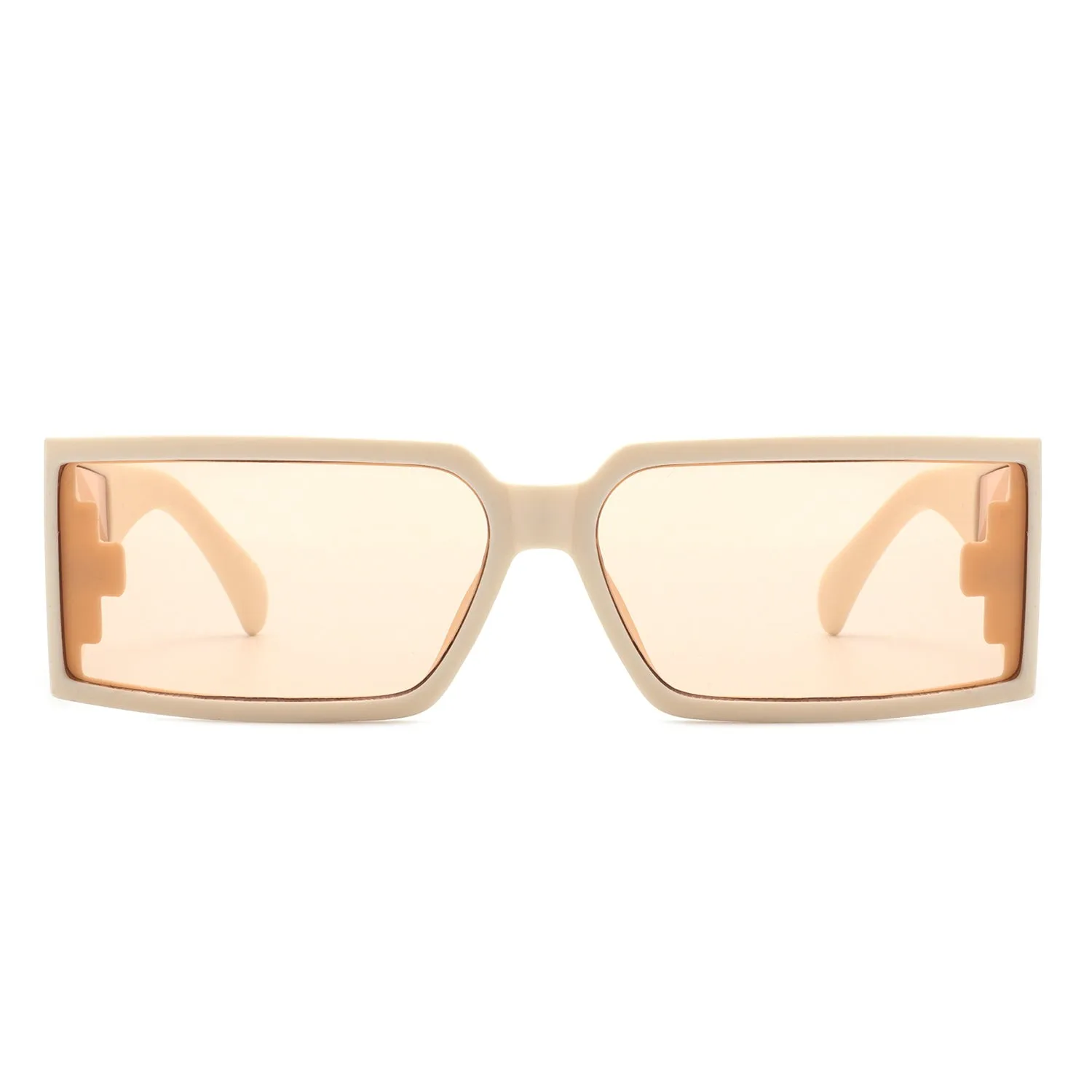 Daylumin - Retro Rectangle Chunky Square Wrap Around Sunglasses