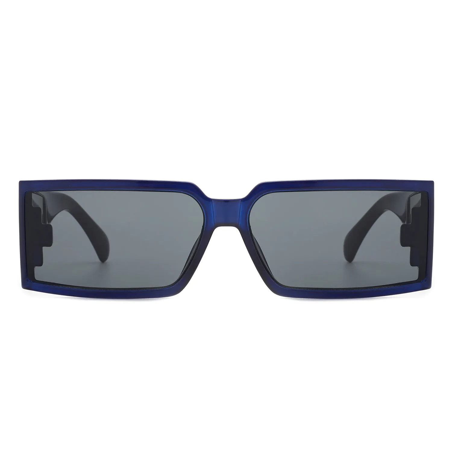 Daylumin - Retro Rectangle Chunky Square Wrap Around Sunglasses