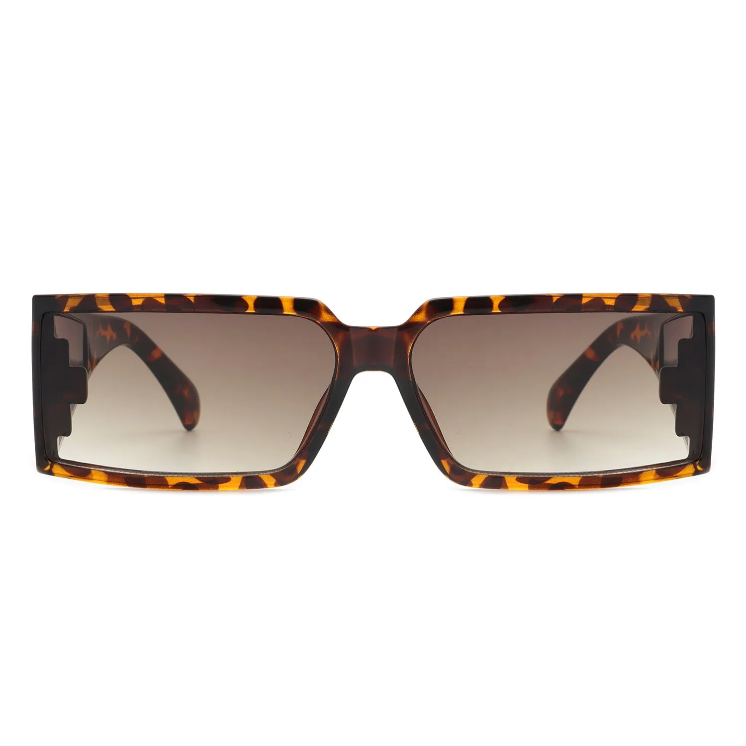 Daylumin - Retro Rectangle Chunky Square Wrap Around Sunglasses