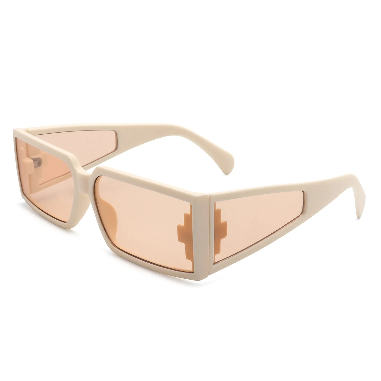 Daylumin - Retro Rectangle Chunky Square Wrap Around Sunglasses
