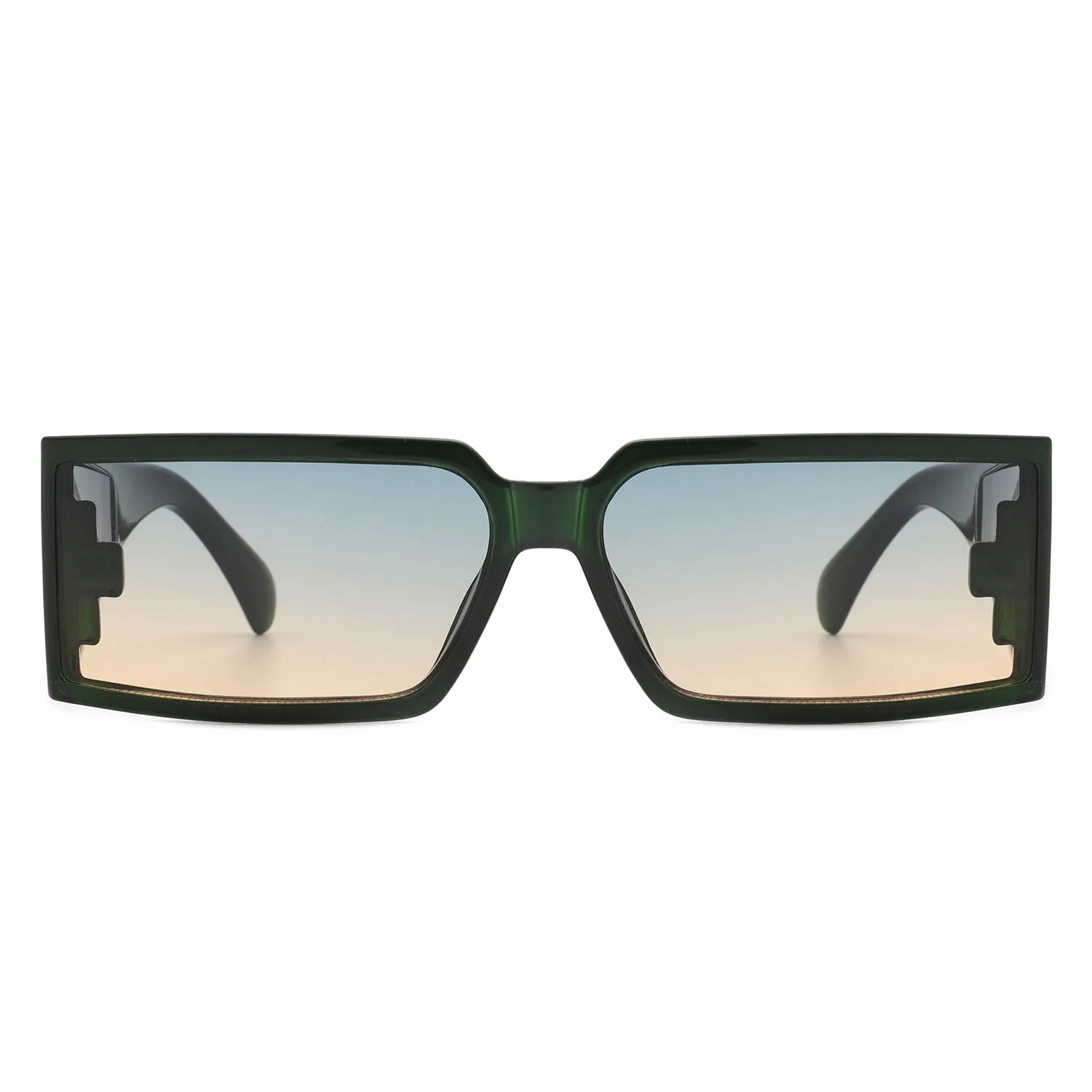 Daylumin - Retro Rectangle Chunky Square Wrap Around Sunglasses