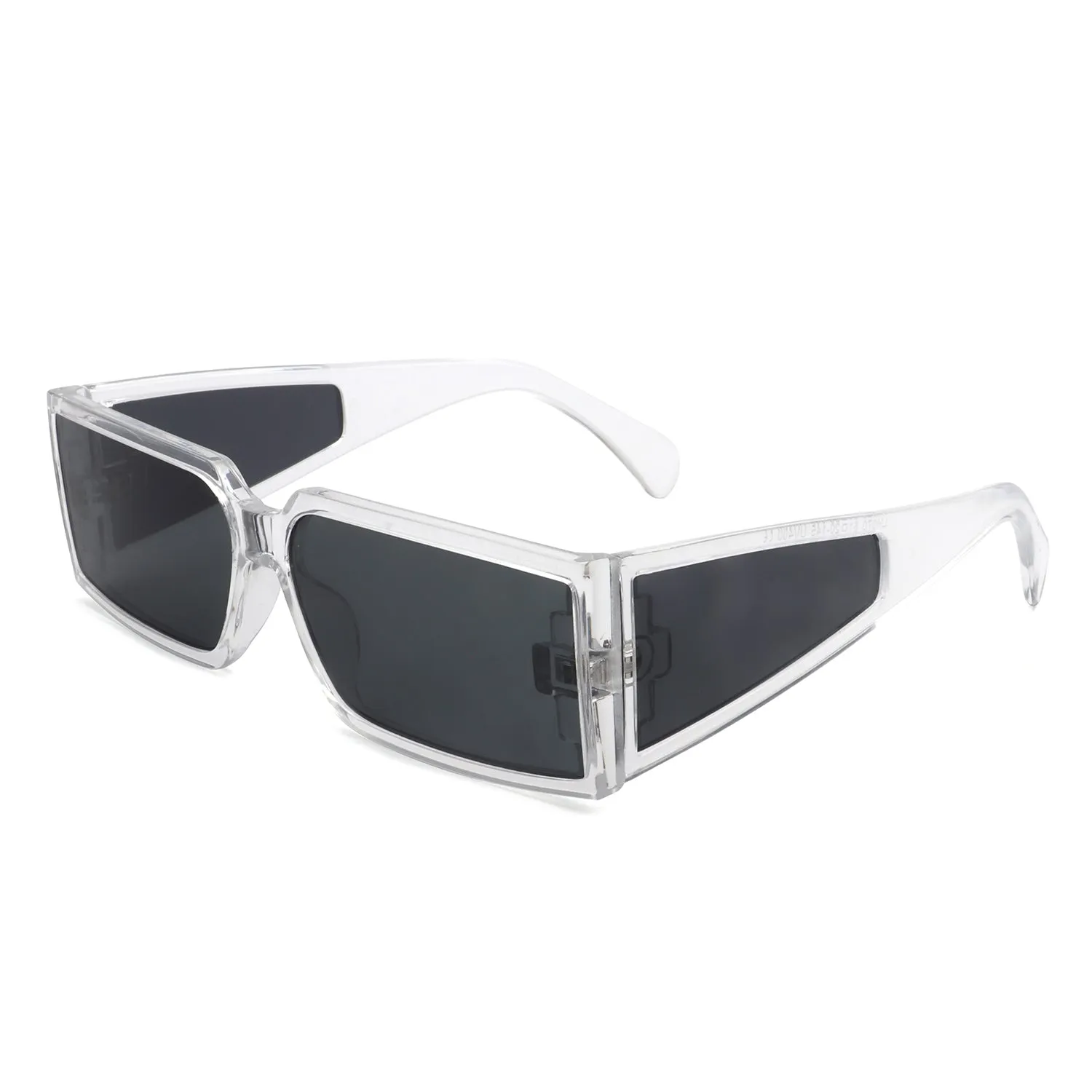 Daylumin - Retro Rectangle Chunky Square Wrap Around Sunglasses