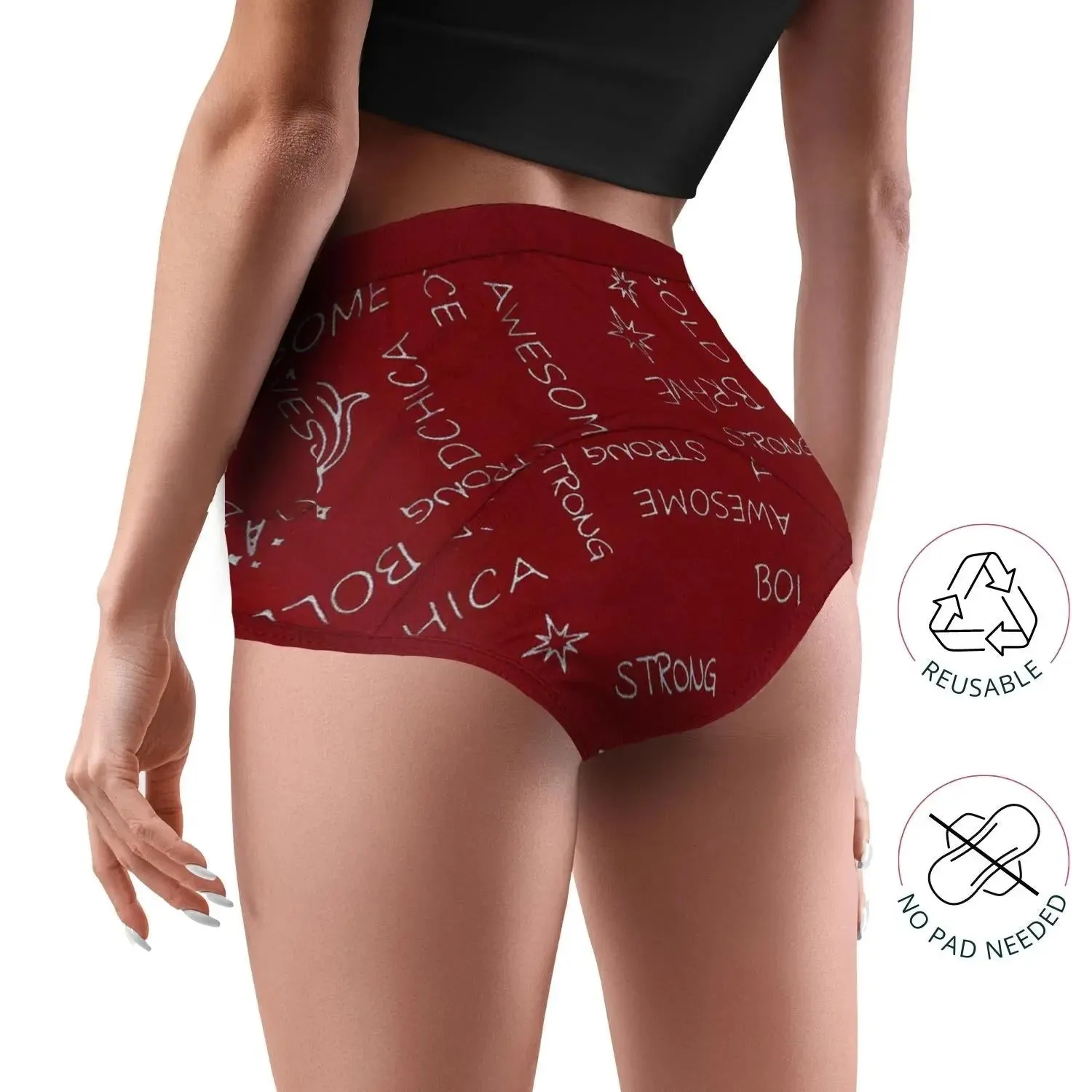 D'chica Maroon Unicorn Print Eco-Friendly Anti-Microbial Lining Period Panties – No Pad Required