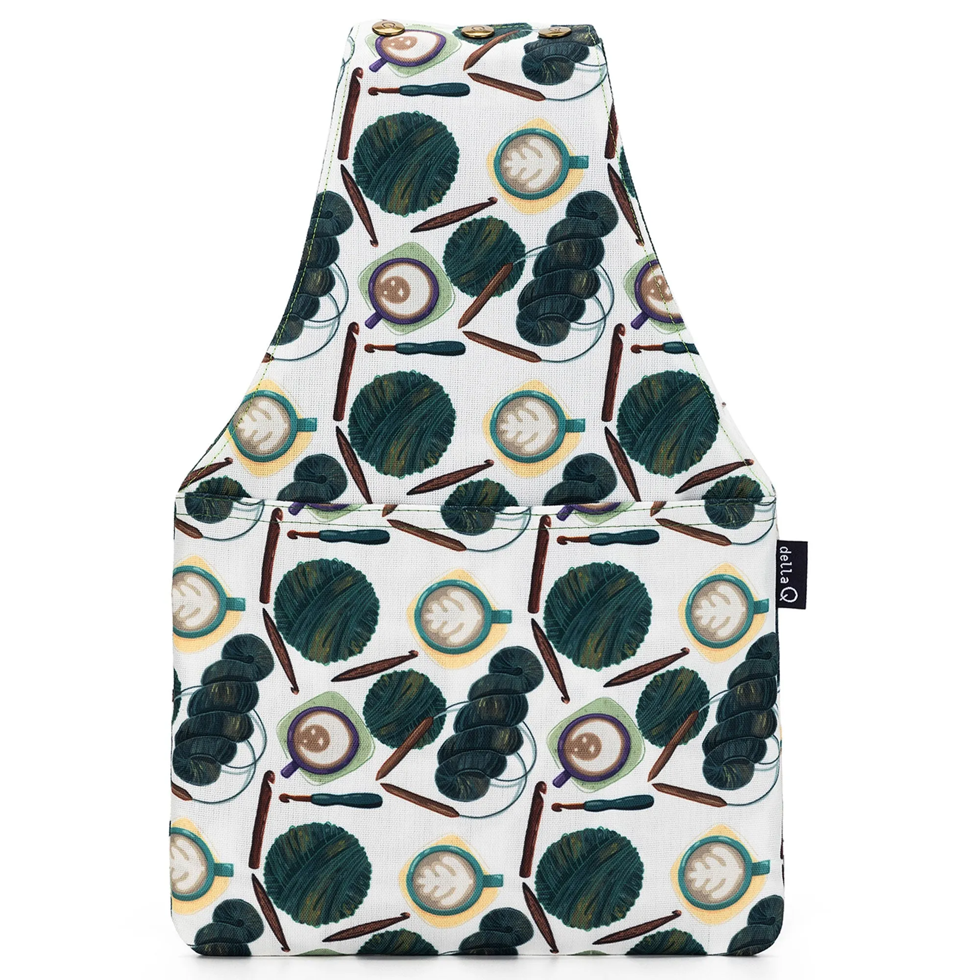 della Q Nora Wrist Bag - 1300-1 - Fabric Print Collection - Coffee and Yarn Green