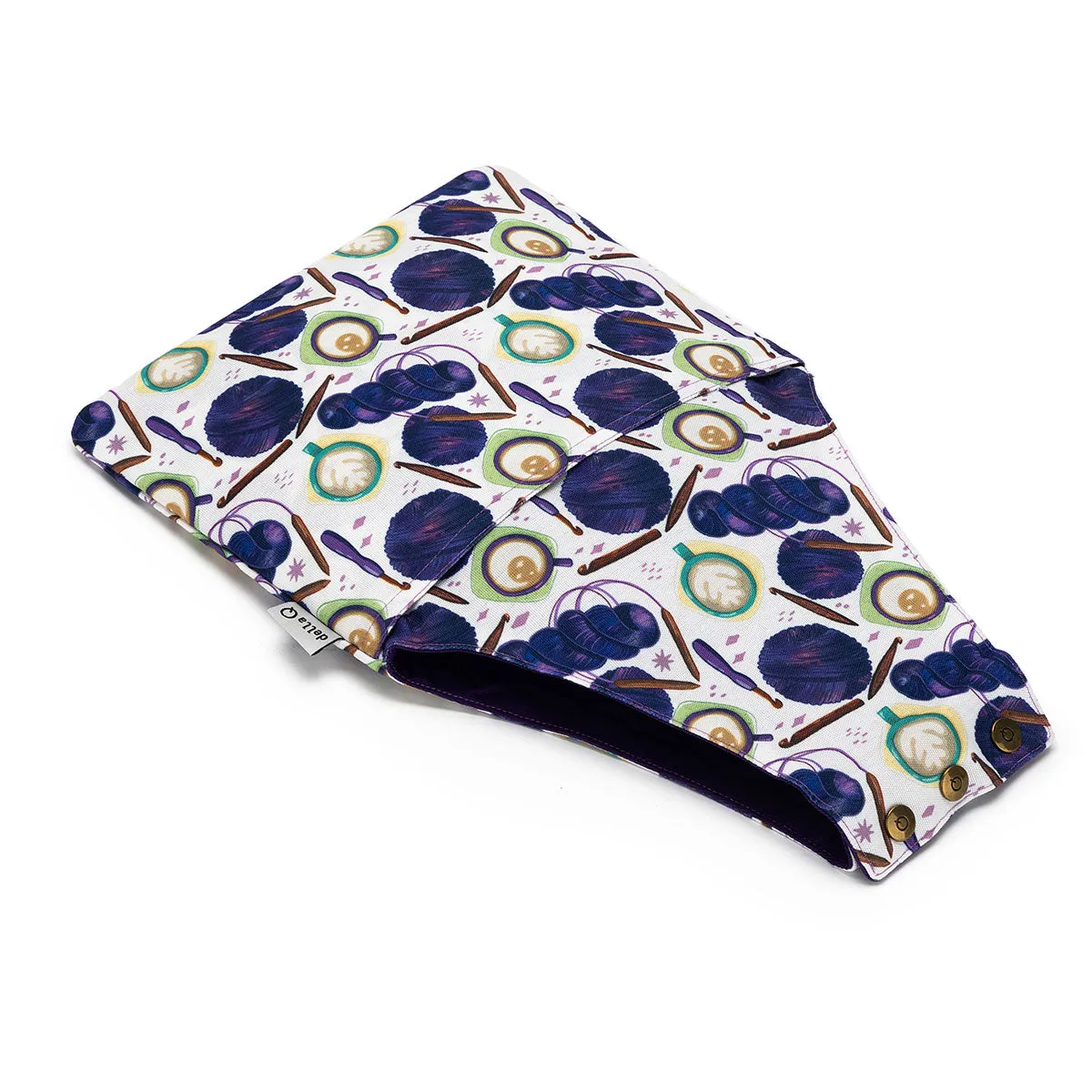 della Q Nora Wrist Bag - 1300-1 - Fabric Print Collection - Coffee and Yarn Purple