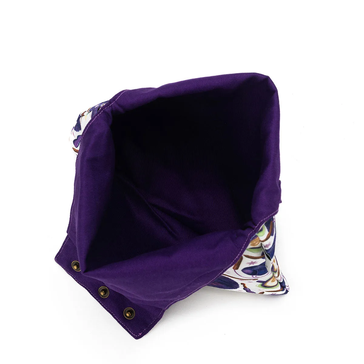 della Q Nora Wrist Bag - 1300-1 - Fabric Print Collection - Coffee and Yarn Purple
