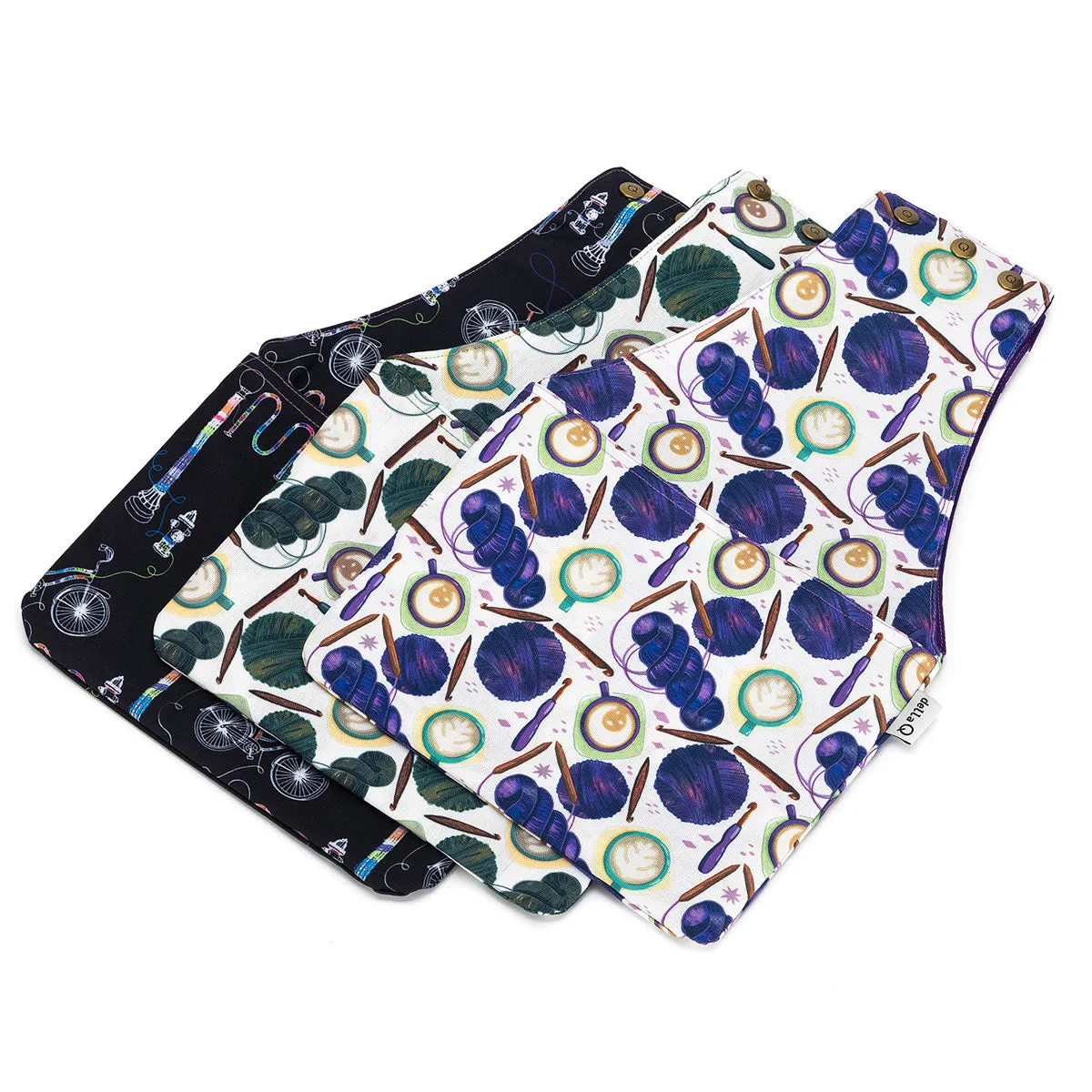 della Q Nora Wrist Bag - 1300-1 - Fabric Print Collection - Coffee and Yarn Purple