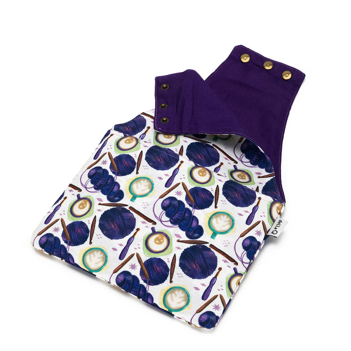 della Q Nora Wrist Bag - 1300-1 - Fabric Print Collection - Coffee and Yarn Purple