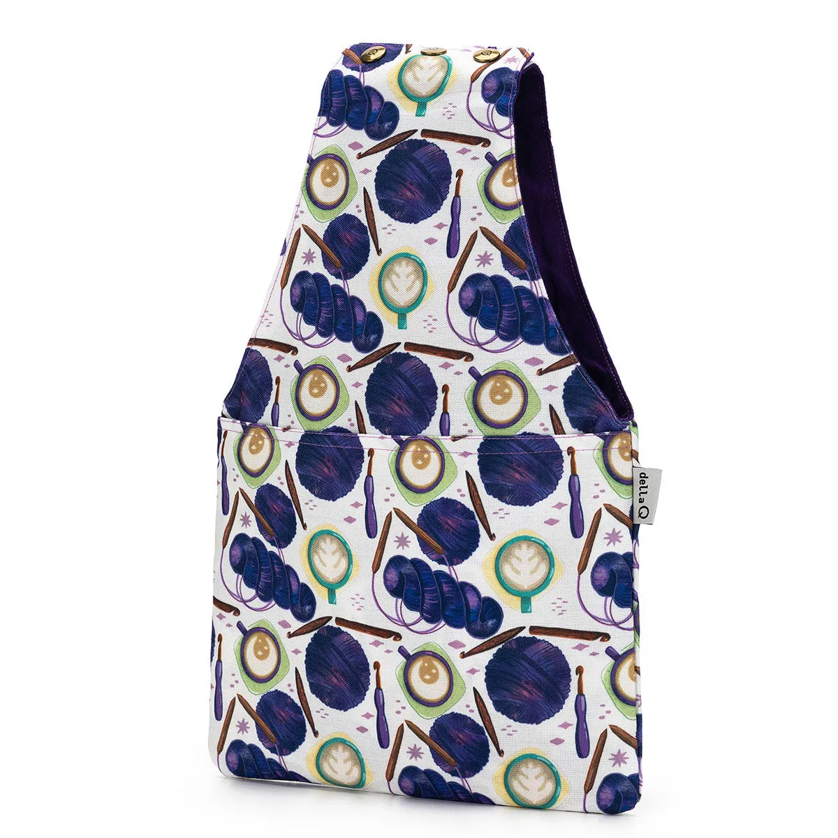 della Q Nora Wrist Bag - 1300-1 - Fabric Print Collection - Coffee and Yarn Purple
