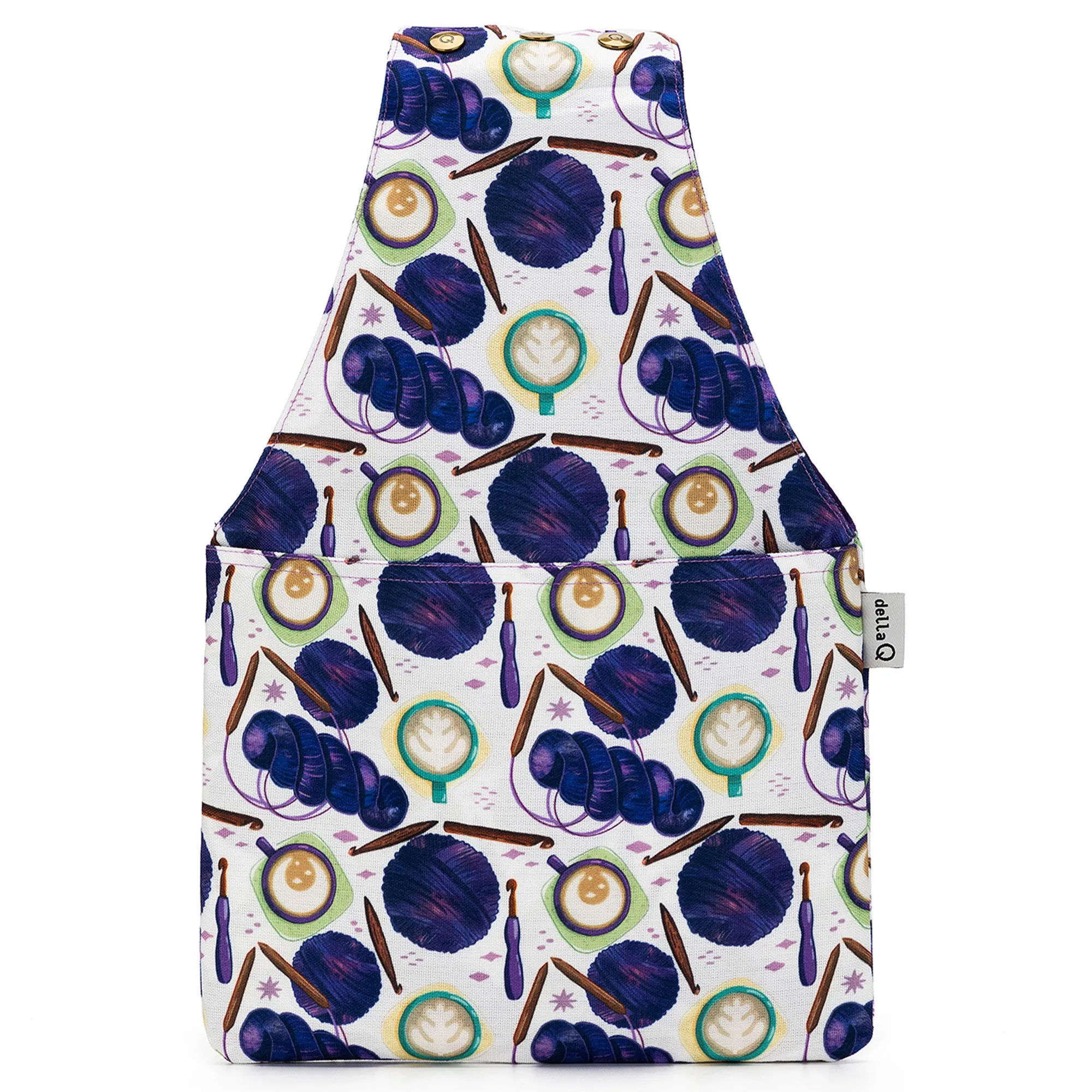 della Q Nora Wrist Bag - 1300-1 - Fabric Print Collection - Coffee and Yarn Purple
