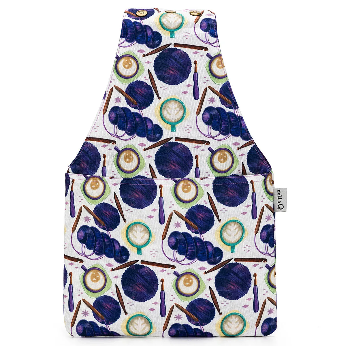 della Q Nora Wrist Bag - 1300-1 - Fabric Print Collection - Coffee and Yarn Purple