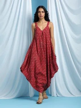 Demi Red drape jumpsuit