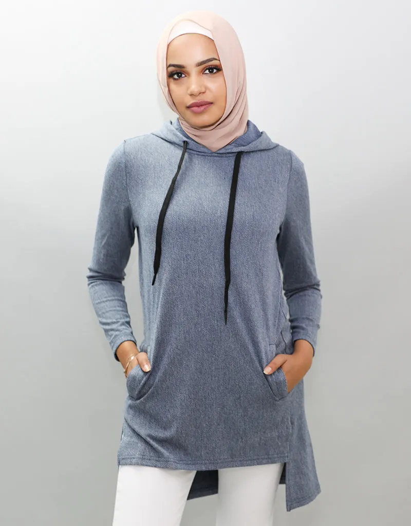Denim Knit Hoodie
