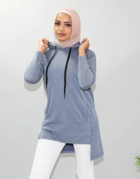 Denim Knit Hoodie