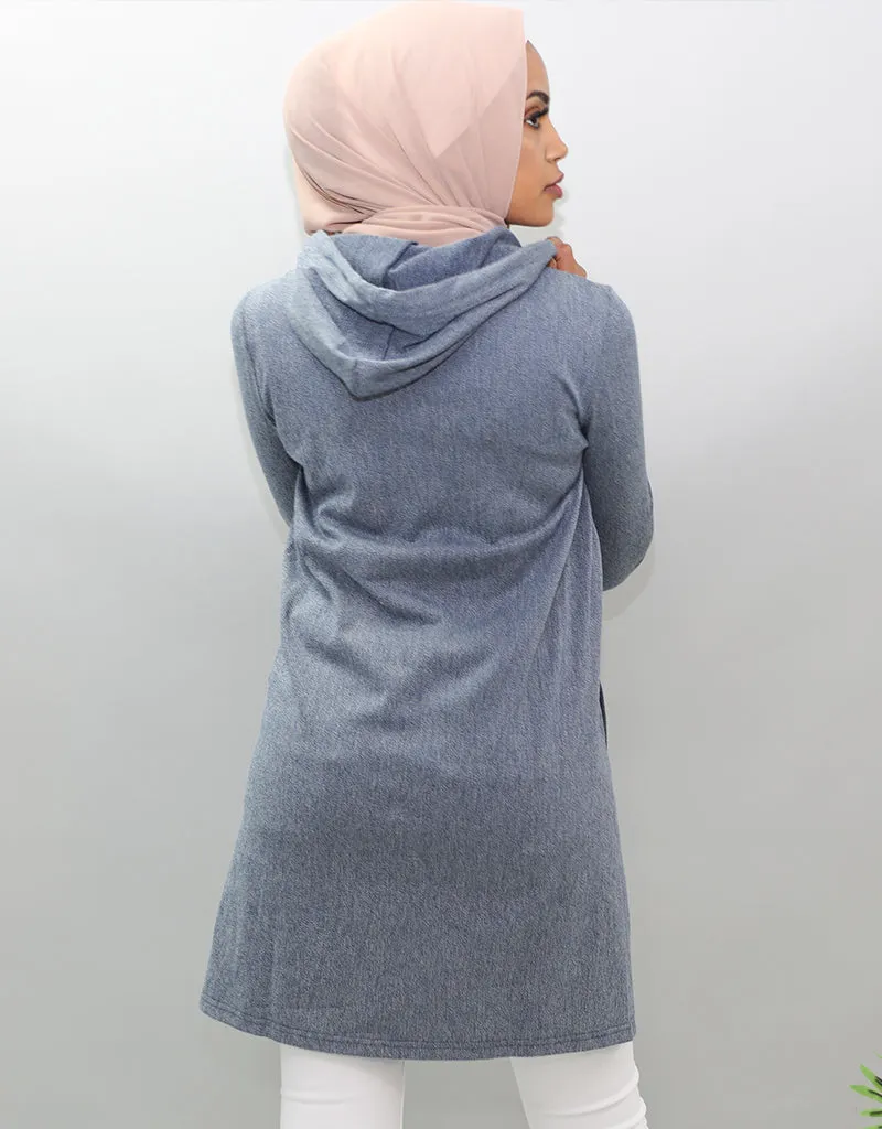 Denim Knit Hoodie