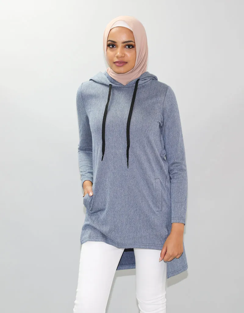 Denim Knit Hoodie