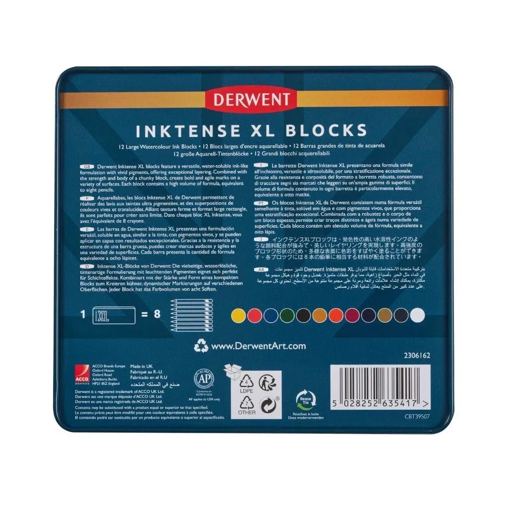 Derwent Inktense XL Blocks Tin - 12 Blocks