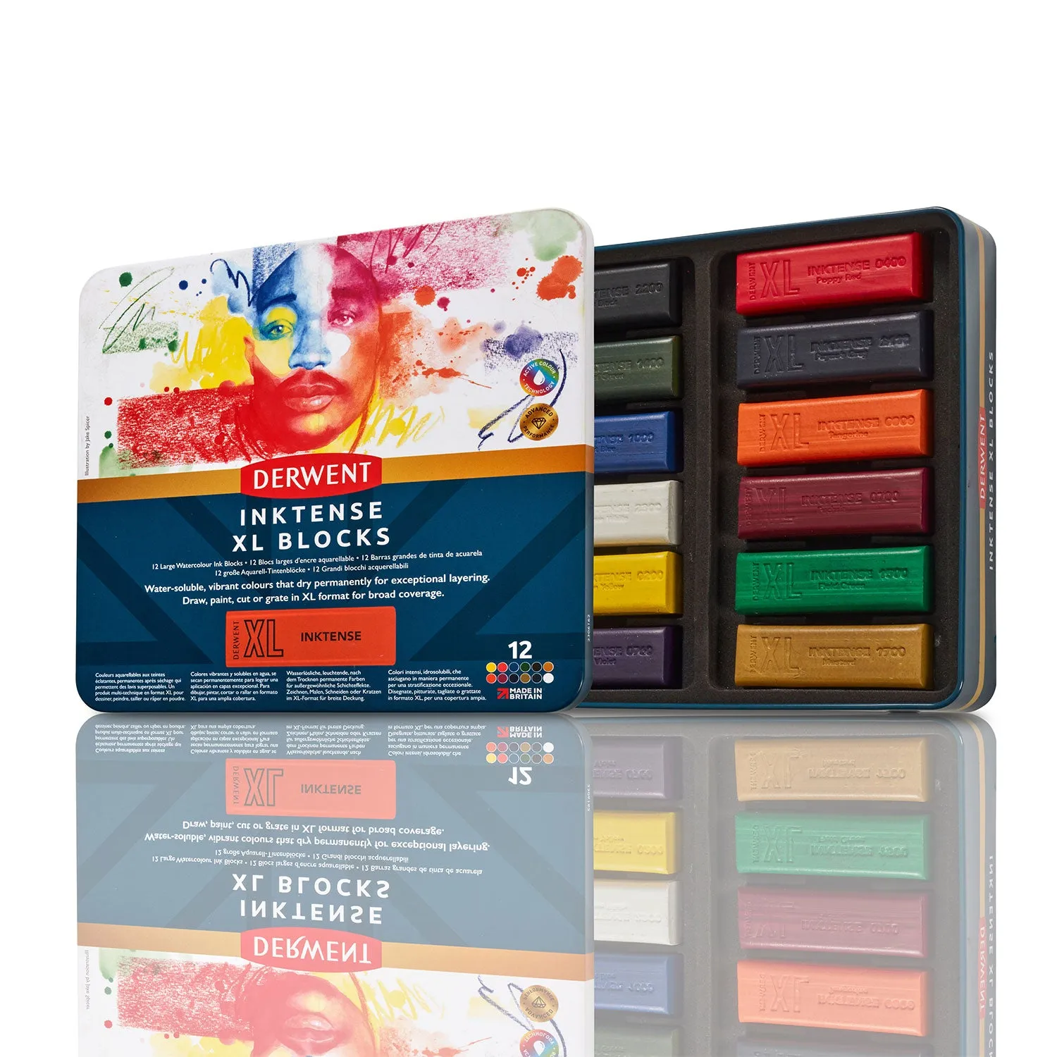 Derwent Inktense XL Blocks Tin - 12 Blocks