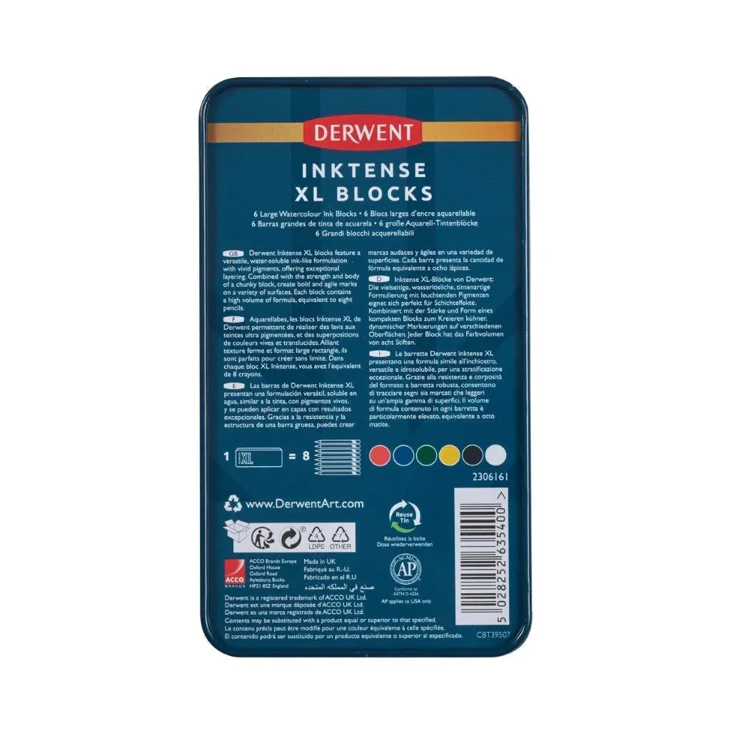 Derwent Inktense XL Blocks Tin 6 Pack