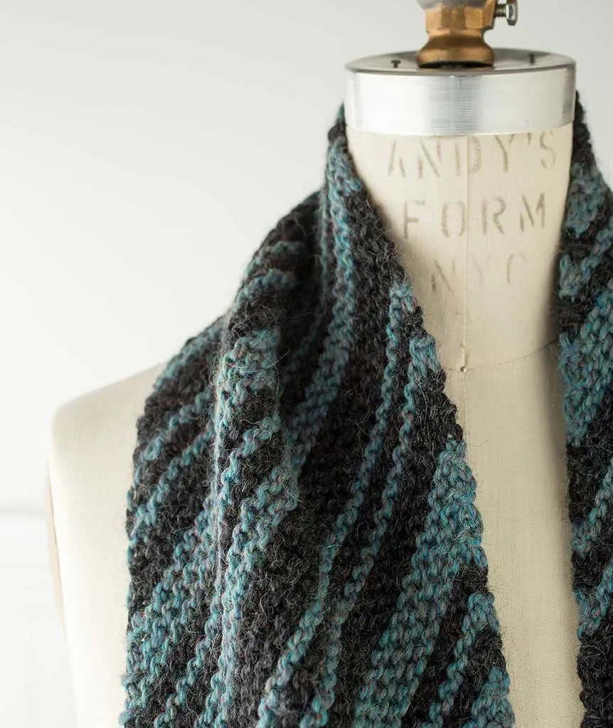 Diagonal Striped Garter Stitch Loop Using Berroco Ultra Alpaca Chunky
