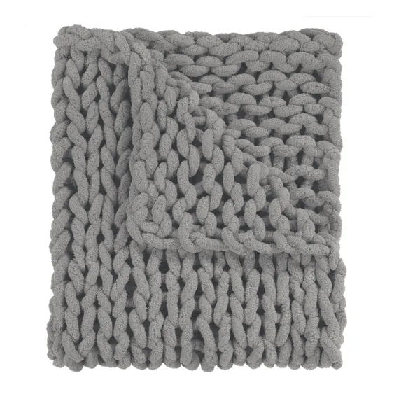 Dove Gray Knit Throw