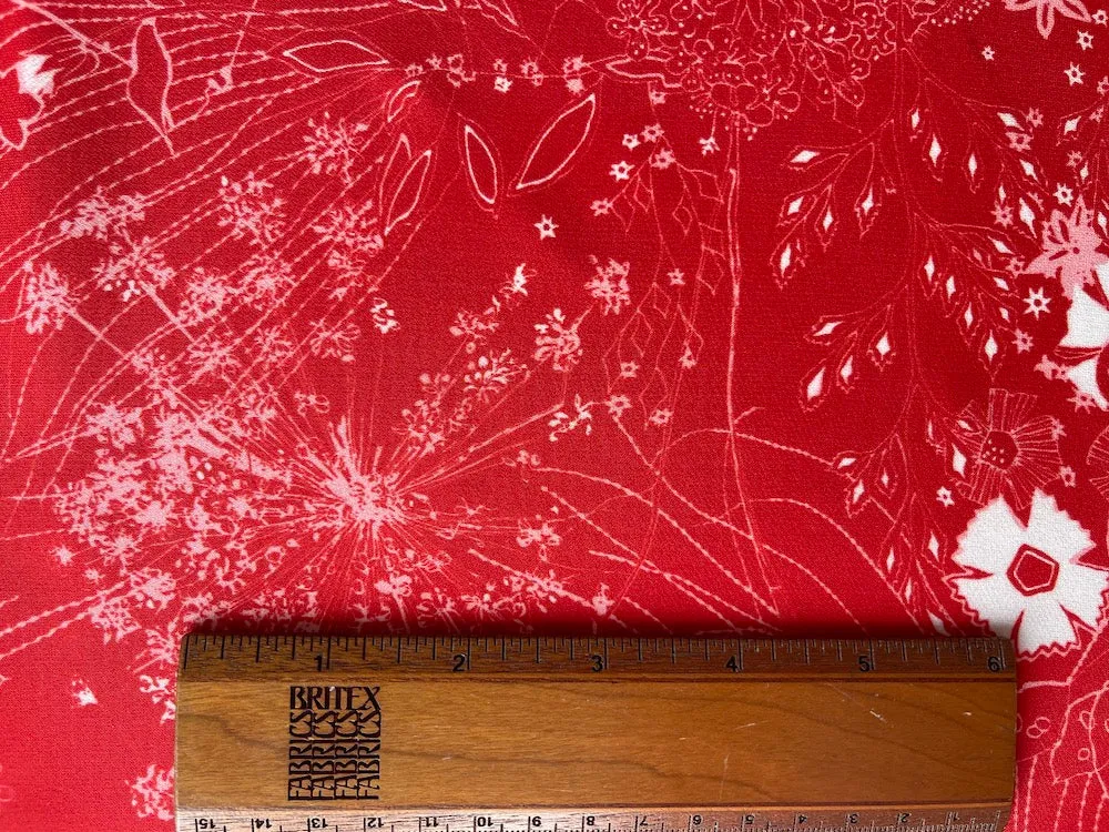 Drapey Cherry Spark Wildflowers Silk Crepe (Made in Italy)