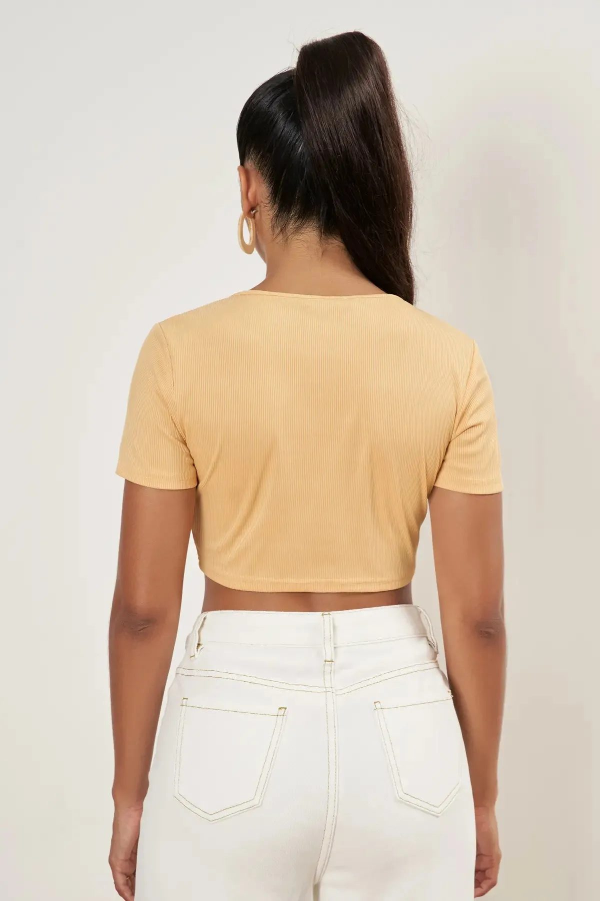 Drawstring Rib Crop Top