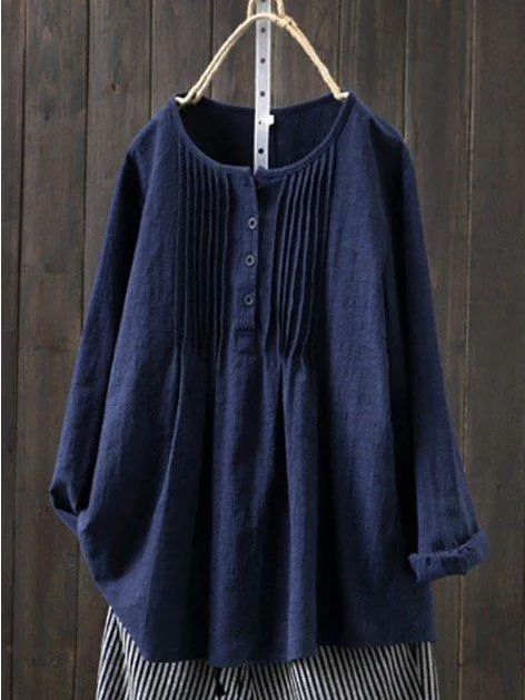 Dunnmall Casual Cotton Long Sleeve Shirts & Tops