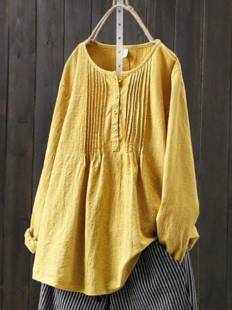 Dunnmall Casual Cotton Long Sleeve Shirts & Tops