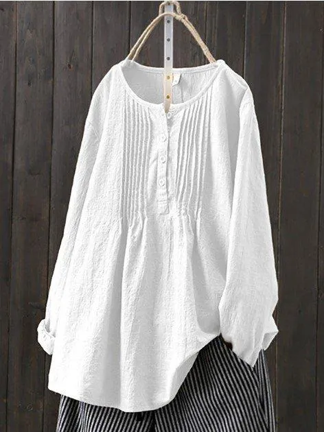 Dunnmall Casual Cotton Long Sleeve Shirts & Tops