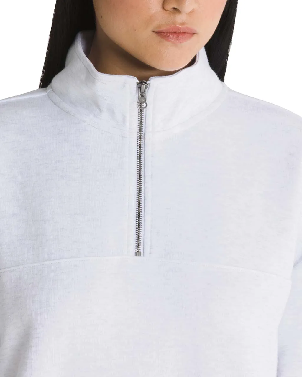 Elevated Double Knit Mockneck - White Heather