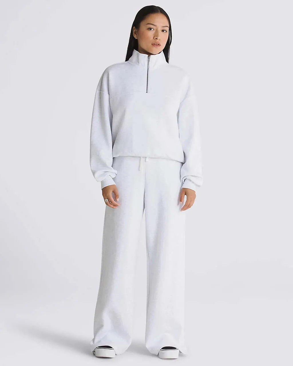 Elevated Double Knit Mockneck - White Heather