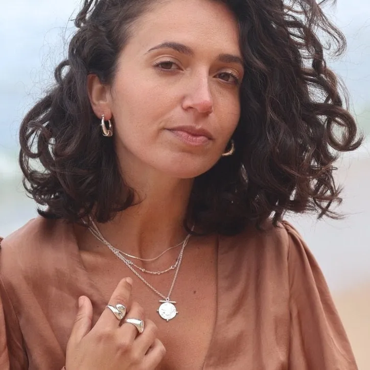 Esmeralda Silver Hoops
