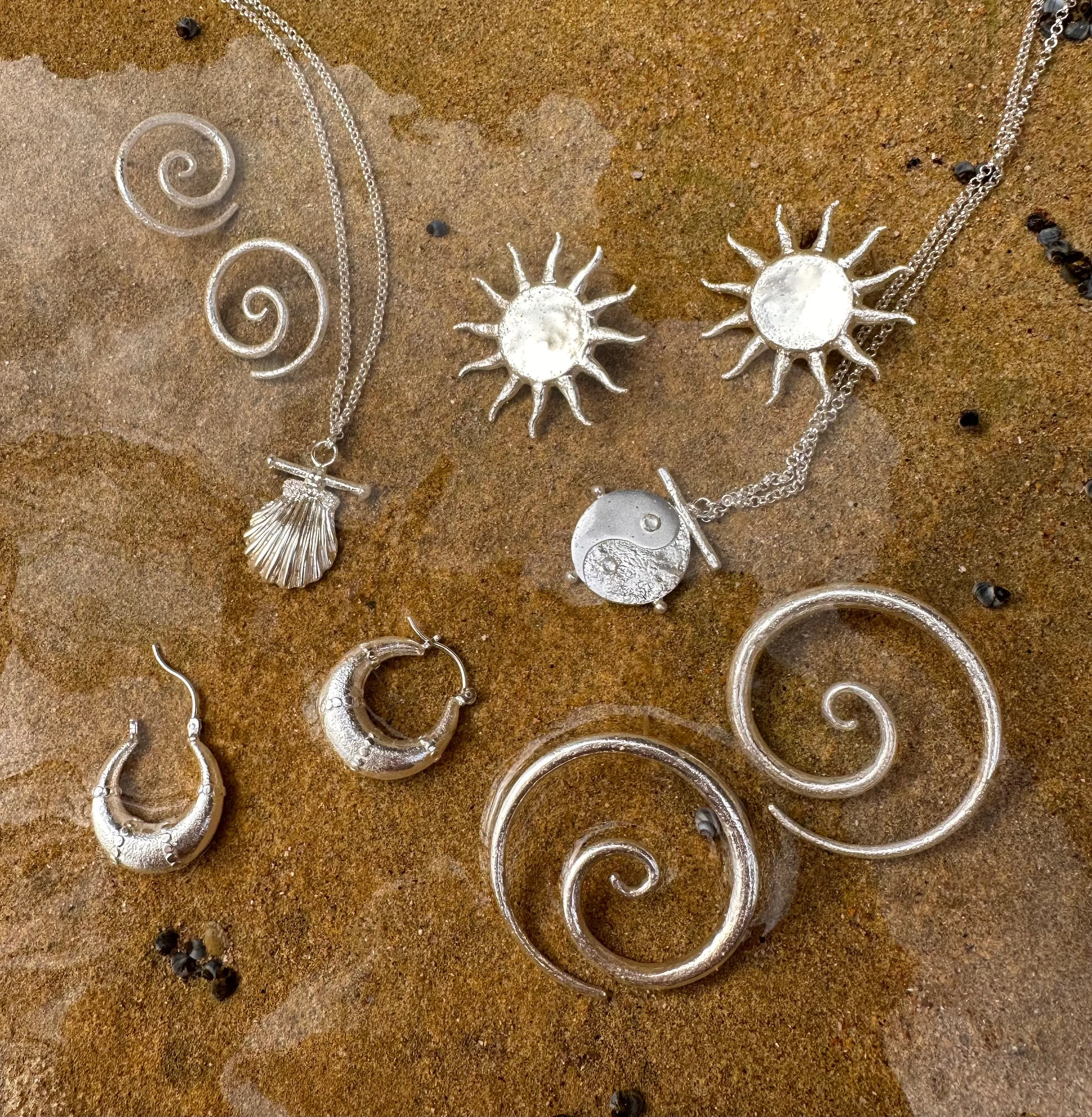Esmeralda Silver Hoops