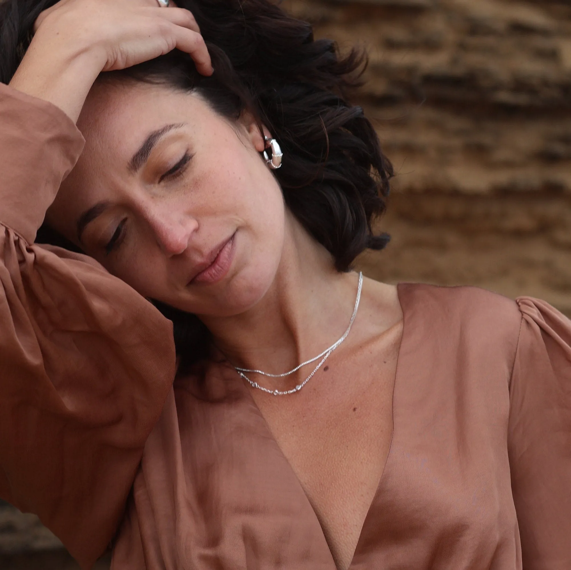 Esmeralda Silver Hoops