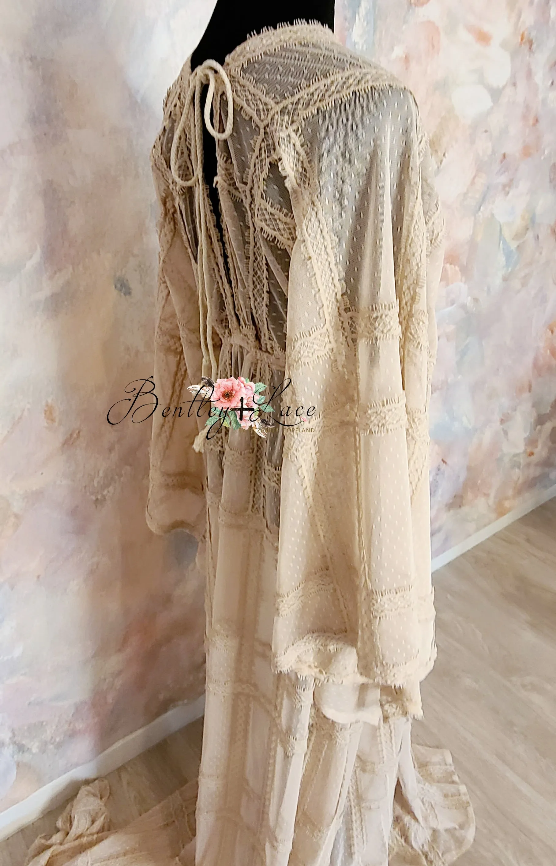 euc slip included Cora  (Sand) Bohemian Inspired gown - (Teen/Adult) Maternity/ Non Maternity.