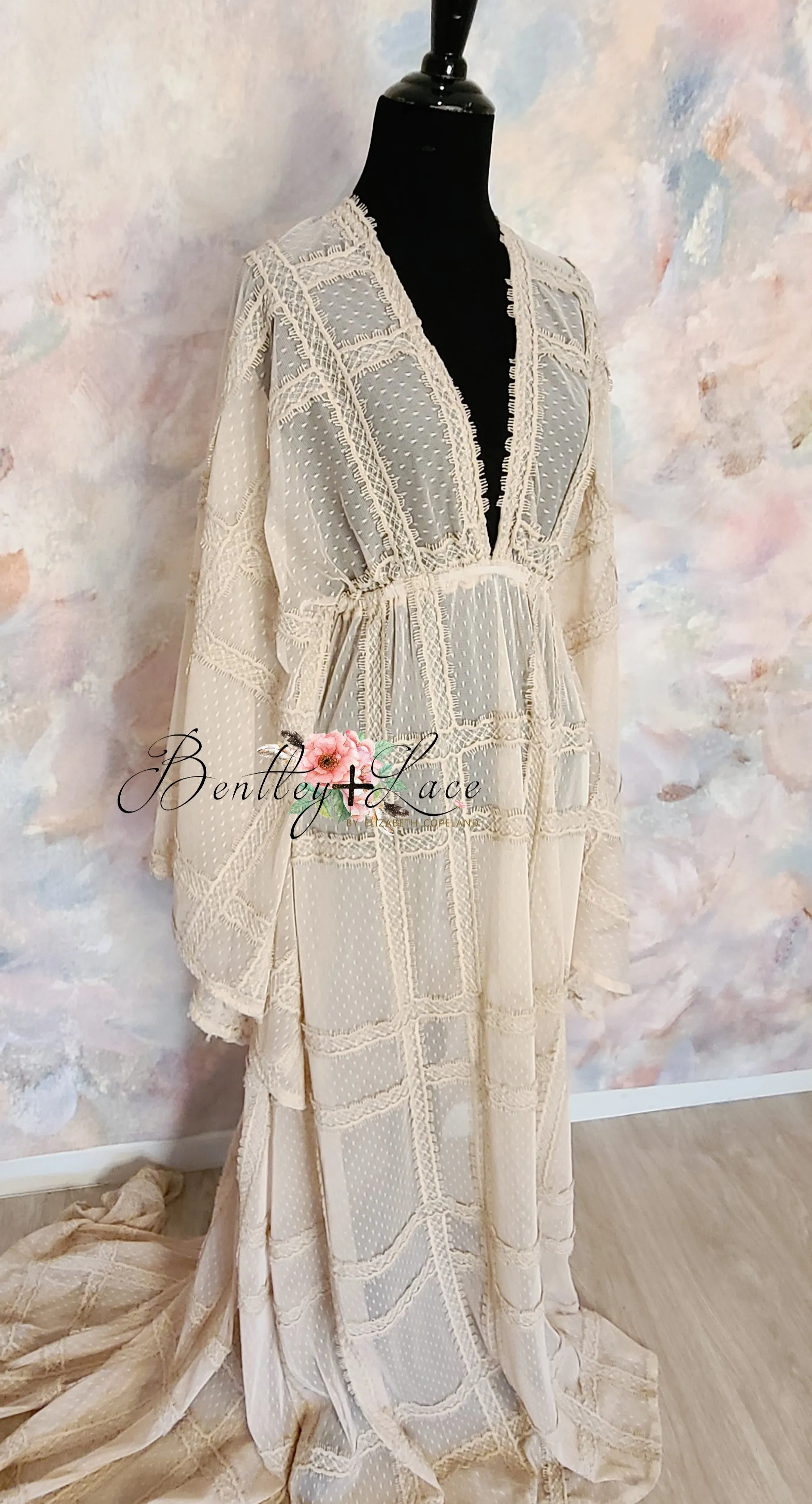 euc slip included Cora  (Sand) Bohemian Inspired gown - (Teen/Adult) Maternity/ Non Maternity.