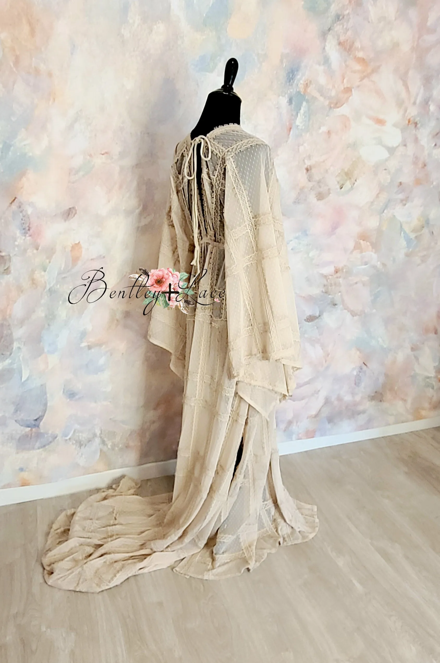 euc slip included Cora  (Sand) Bohemian Inspired gown - (Teen/Adult) Maternity/ Non Maternity.