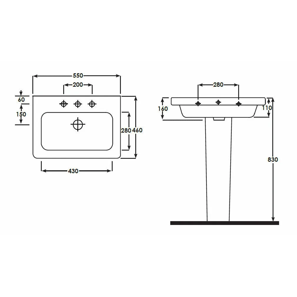 Frontline White Resort Full Pedestal Basin