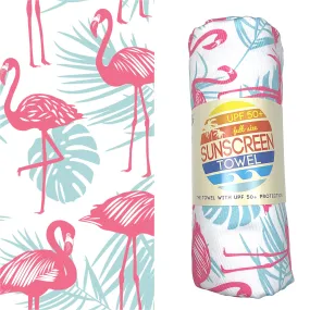 Full Size UPF 50  Sunscreen Towel (Flamingo Palm)