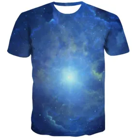 Galaxy T shirts Men Space Tshirts Cool Universe T shirts Funny Nebula Tshirts Casual Blue Shirt Print