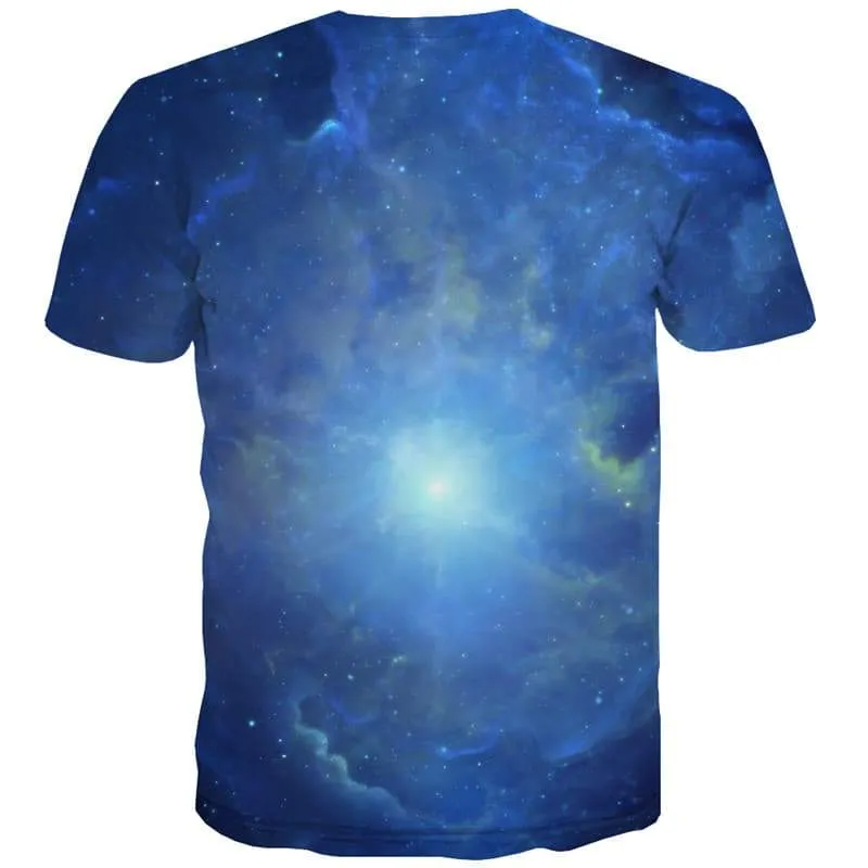 Galaxy T shirts Men Space Tshirts Cool Universe T shirts Funny Nebula Tshirts Casual Blue Shirt Print