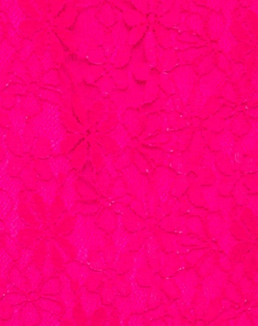 Goddess Swimsuit in Lace Fuschia Pink