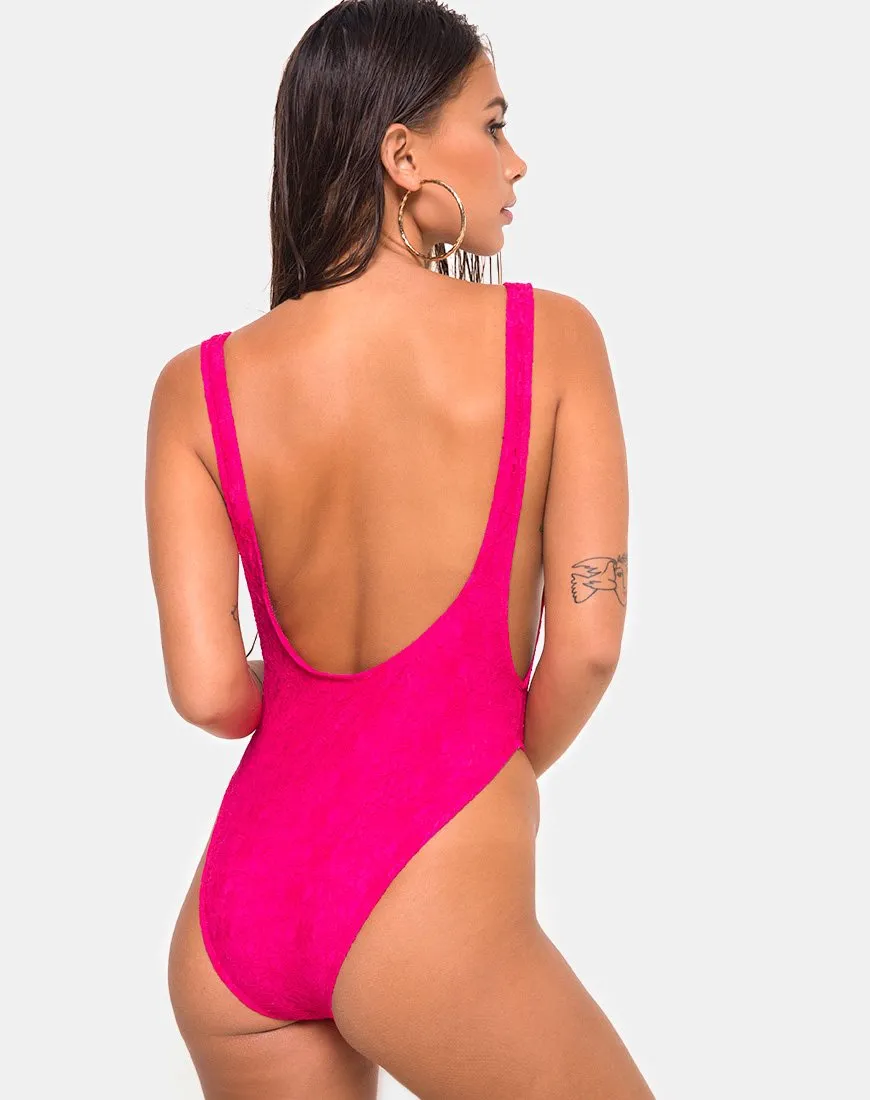 Goddess Swimsuit in Lace Fuschia Pink