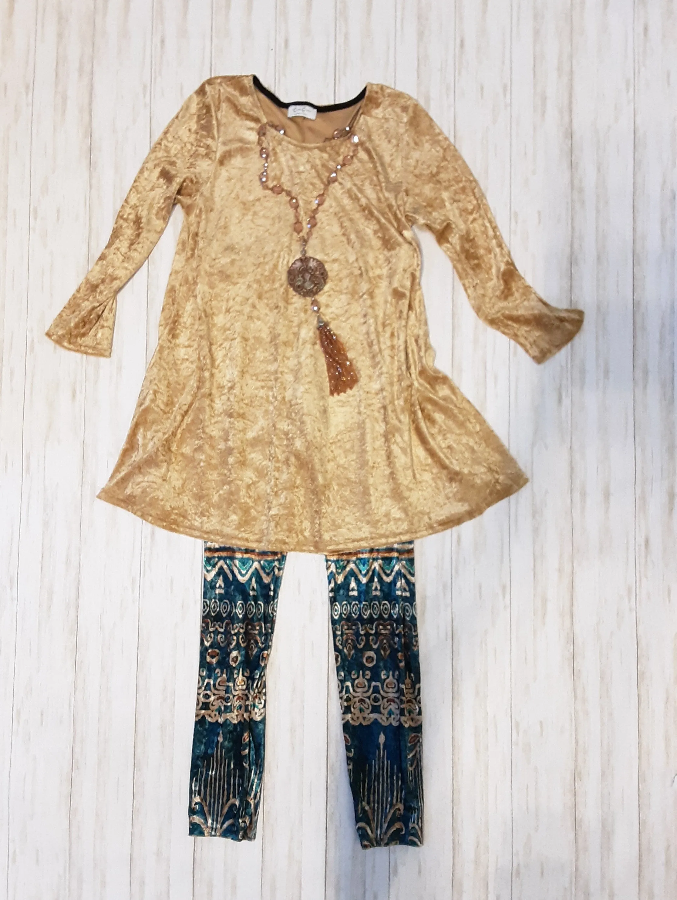 Golden Stretch Velvet Tunic