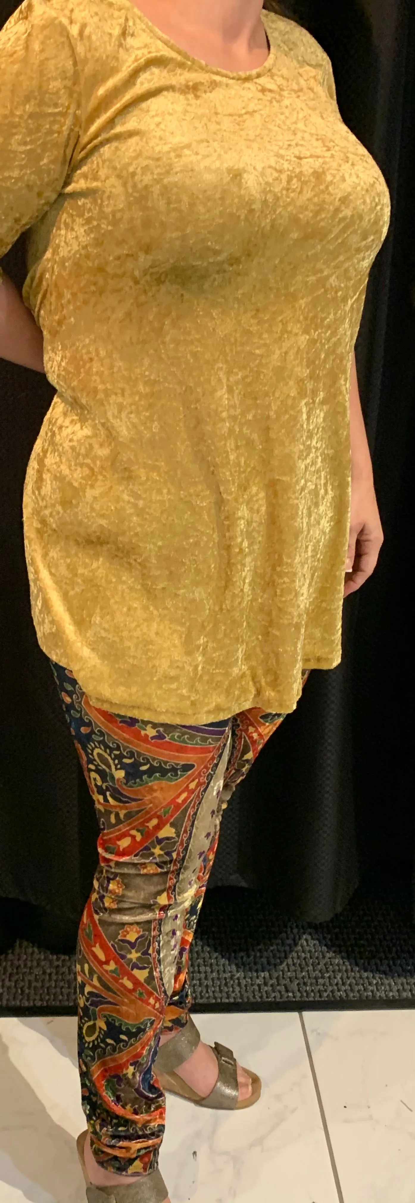 Golden Stretch Velvet Tunic