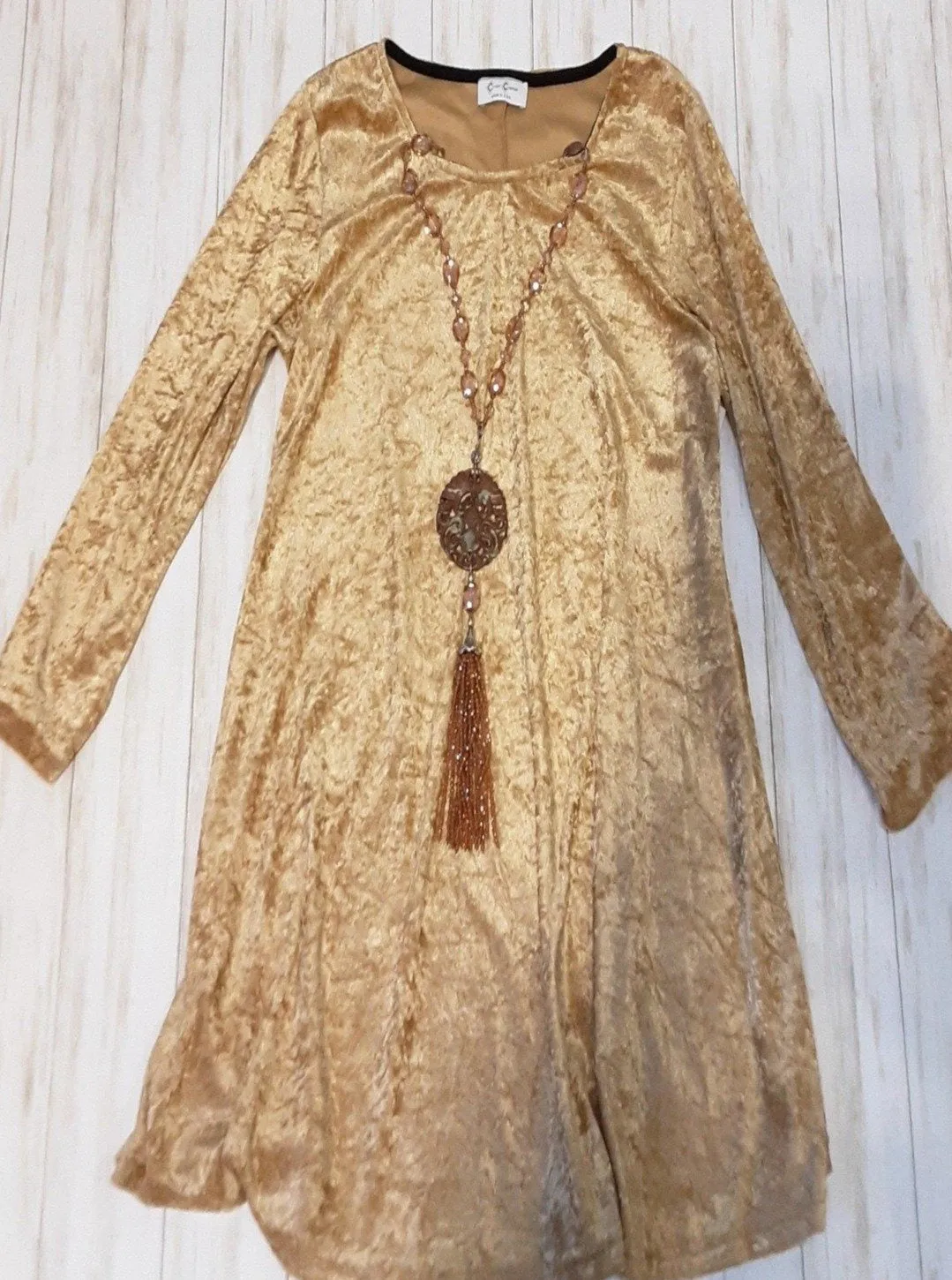 Golden Stretch Velvet Tunic