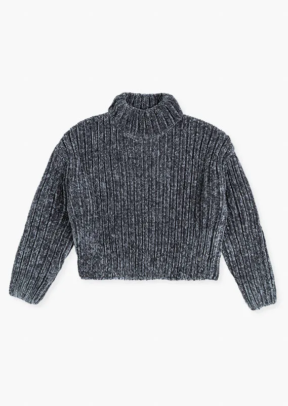 Grey Chenille Chunky Knit Sweater
